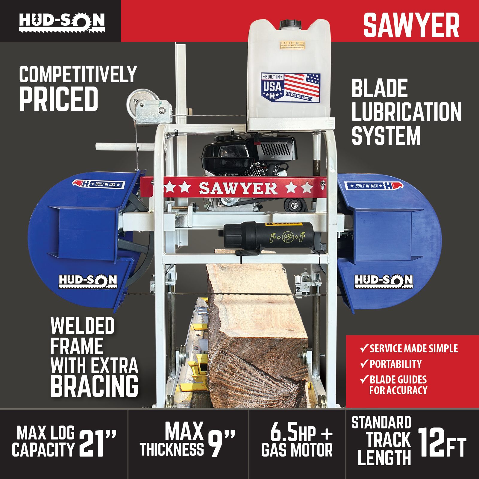 Hudson Sawyer Sawmill Product specs