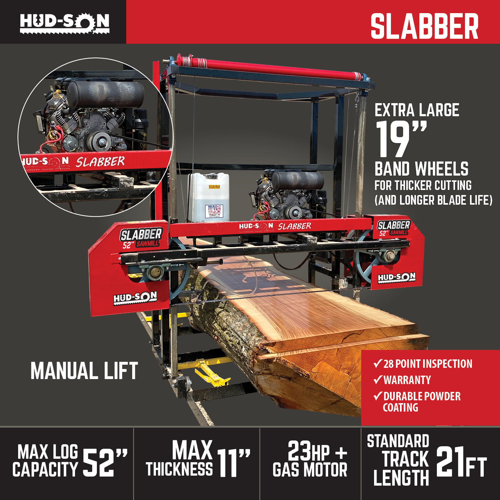 Hudson Slabber Sawmill Product specs